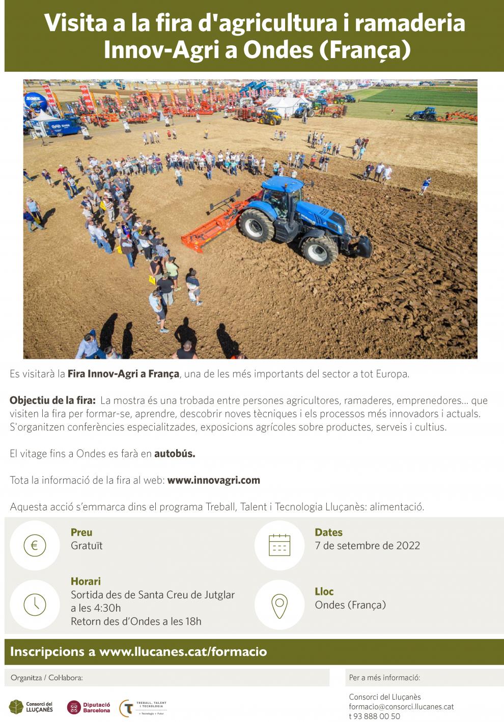 Visita a la fira d'agricultura i ramaderia Innov-Agri a Ondes (França)